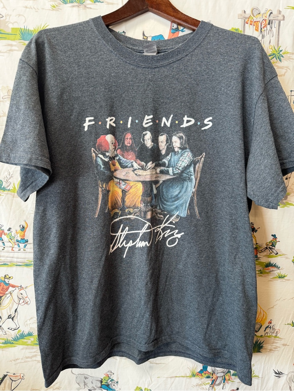 Friends Graphic Short Sleeve Tee - Charcoal - Stephen King size large